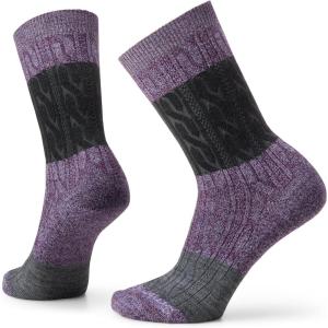 Smartwool Women’s Everyday Color Block Cable Crew Socks(Uviolet-purp Iris Marl)