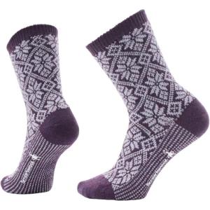 Smartwool Women’s Everyday Cozy Traditional Snowflake Crew Socks(Purple Iris)