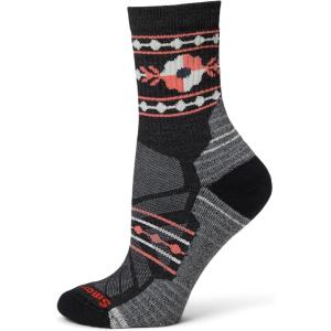 Smartwool Womens Hike Light Cushion Retro Floral Mid Crew Socks(Charcoal)