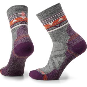 Smartwool Women’s Hike Light Cushion Zig Zag Valley Mid Crew Socks(Ash-charcoal)