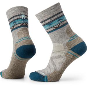 Smartwool Women’s Hike Light Cushion Zig Zag Valley Mid Crew Socks(Taupe-natural Marl)