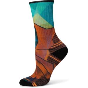Smartwool Womens Hike Targeted Cushion Mountain Prism Print Crew Socks(Orange Rust)