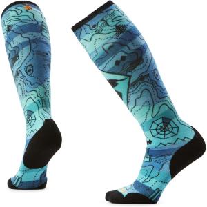 Smartwool Women’s Ski Targeted Cushion Topo Treasures Print Over the Calf Socks(Nightfall Blue)