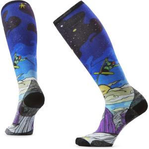 Smartwool Women’s Ski Zero Cushion Galactic Ski Print Over the Calf Socks(Deep Navy)