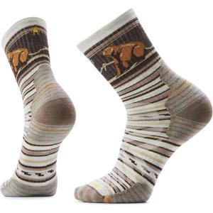 Smartwool mens Hike Targeted Cushion Bear Stripe Mid Crew Socks(Ash)