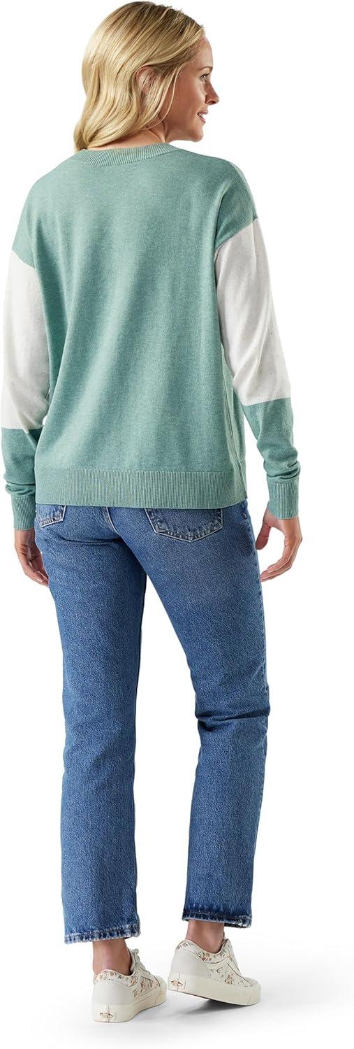 imageSmartwool Womens Edgewood Colorblock Crew SweaterArctic Green