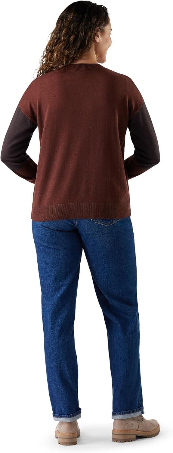 imageSmartwool Womens Edgewood Colorblock Crew SweaterPecan BrownMink