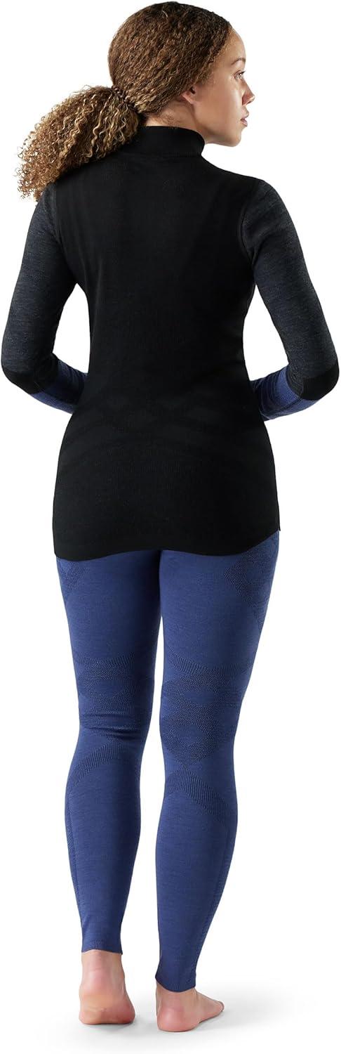 imageSmartwool Womens Intraknit Thermal Merino Base Layer Colorblock 14 ZipBlackcharcoal