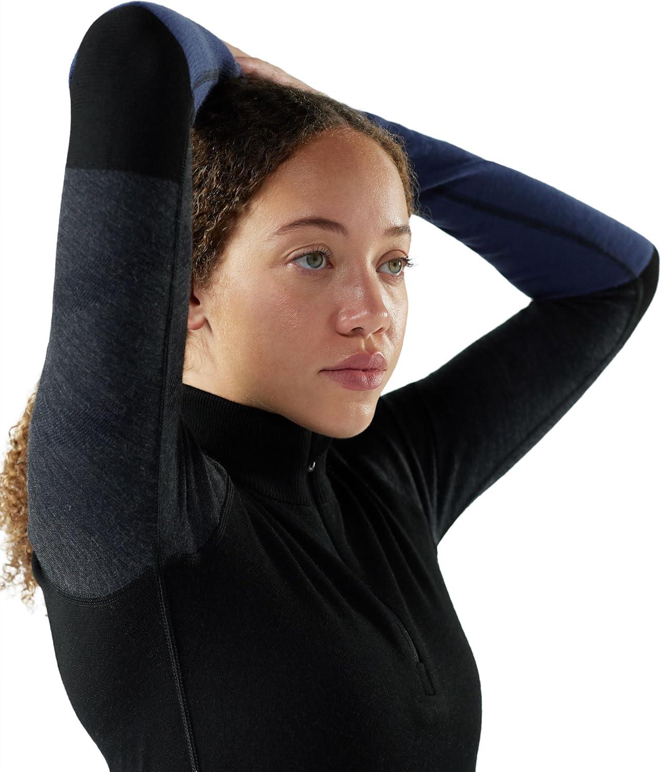 imageSmartwool Womens Intraknit Thermal Merino Base Layer Colorblock 14 ZipBlackcharcoal