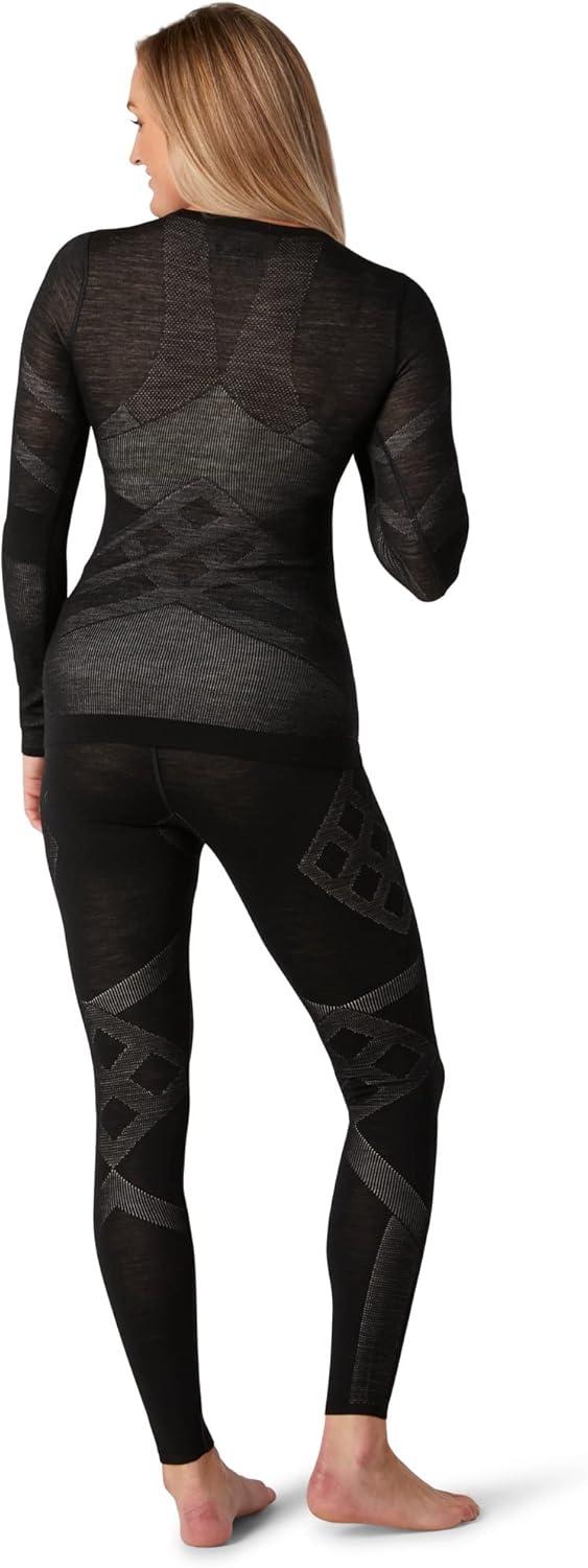 imageSmartwool Womens Intraknit Thermal Merino Base Layer Crew Breathable Merino Wool Long Sleeve ShirtBlackwhite