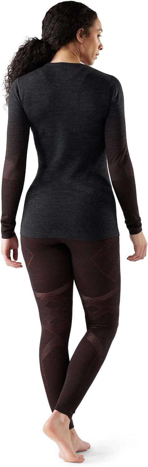 imageSmartwool Womens Intraknit Thermal Merino Base Layer Crew Breathable Merino Wool Long Sleeve ShirtCharcoalmink Stripe