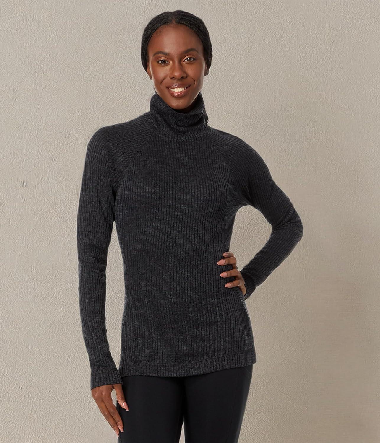 imageSmartwool Womens Thermal Merino Rib TurtleneckCharcoal Heather