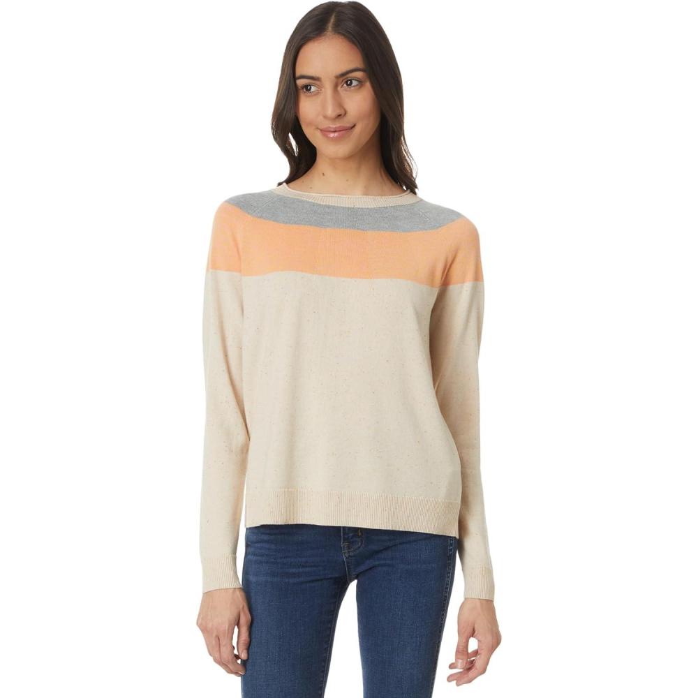 imageSmartwool Womens Edgewood Colorblock Crew SweaterAlmond Donegal