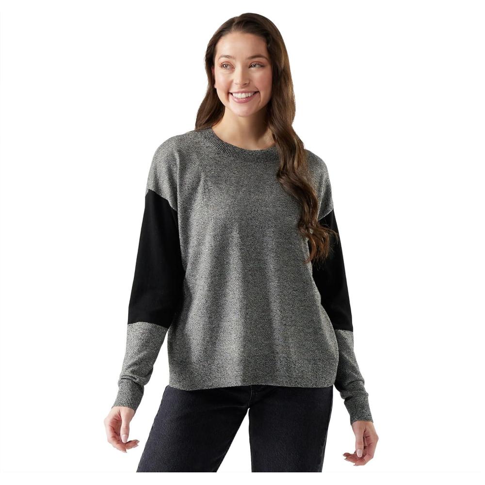 imageSmartwool Womens Edgewood Colorblock Crew SweaterBlack