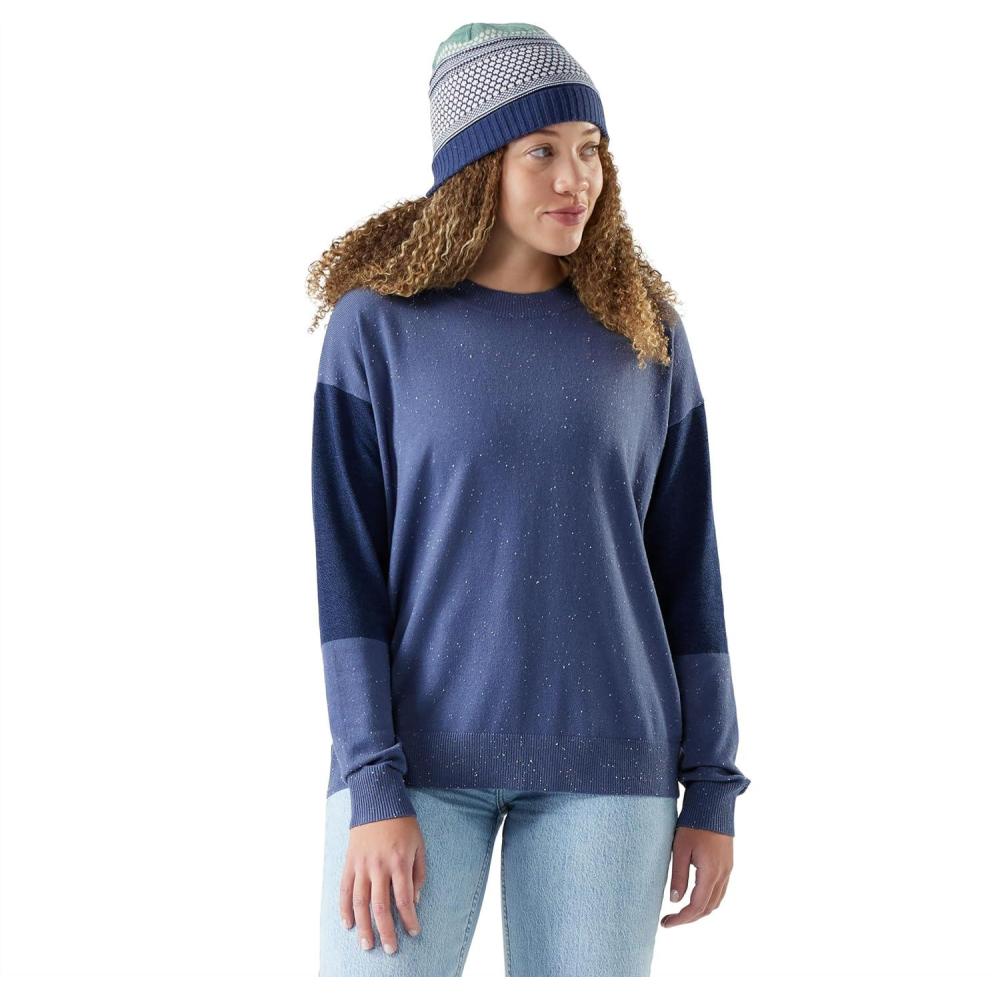 imageSmartwool Womens Edgewood Colorblock Crew SweaterNightfall Blue
