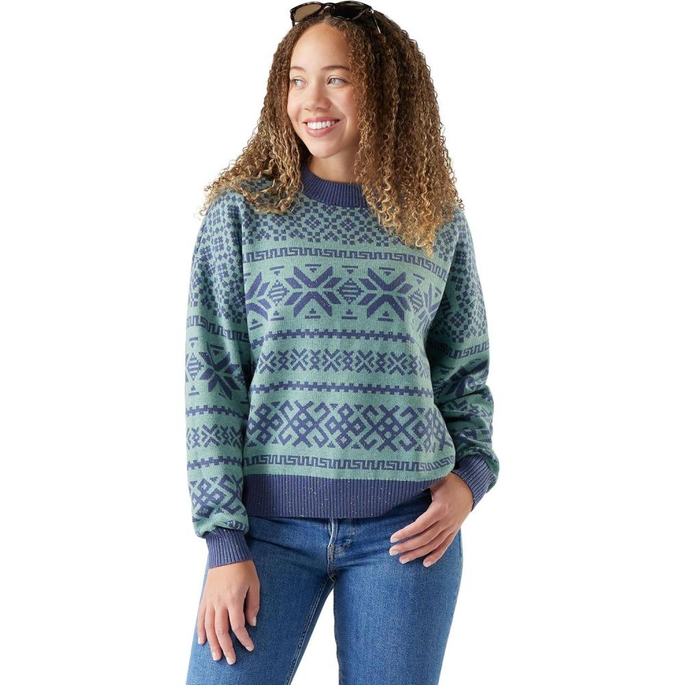 imageSmartwool Womens Edgewood Heritage Crew SweaterArctic Green