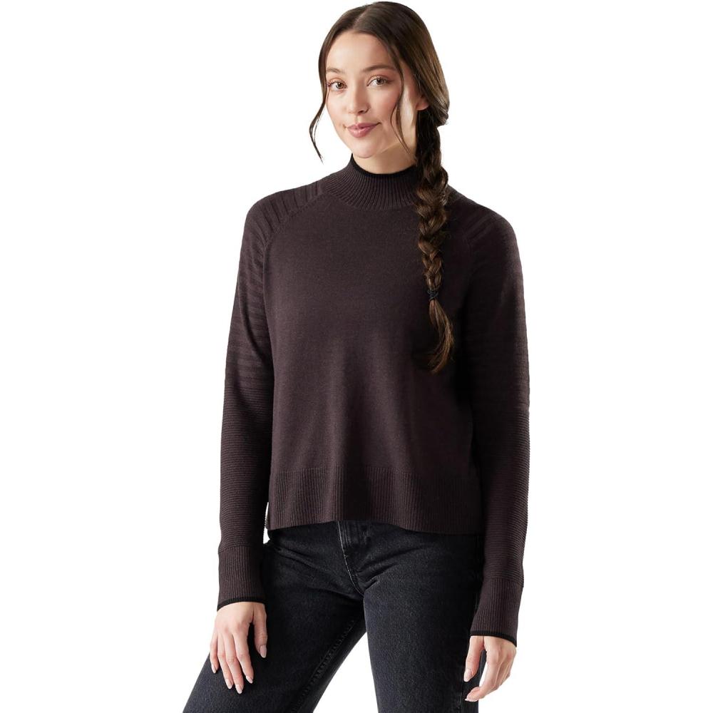 imageSmartwool Womens Edgewood Mock Neck SweaterMink Heather