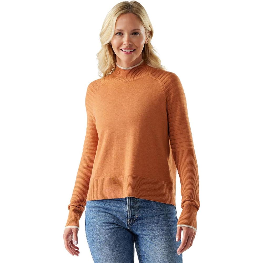 imageSmartwool Womens Edgewood Mock Neck SweaterTerracotta Heather