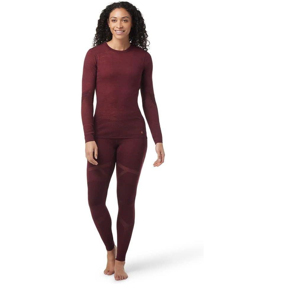 imageSmartwool Womens Intraknit Thermal Merino Base Layer Crew Breathable Merino Wool Long Sleeve ShirtBlack Cherry