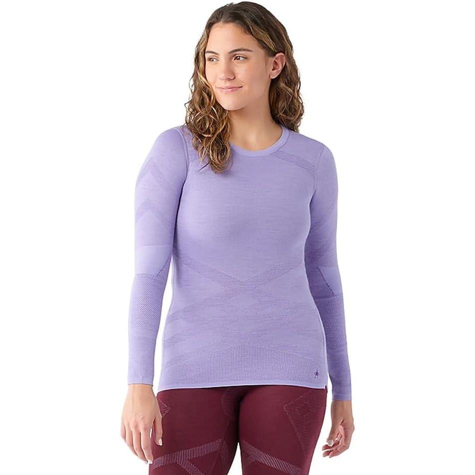 imageSmartwool Womens Intraknit Thermal Merino Base Layer Crew Breathable Merino Wool Long Sleeve ShirtVioletpurple Iris