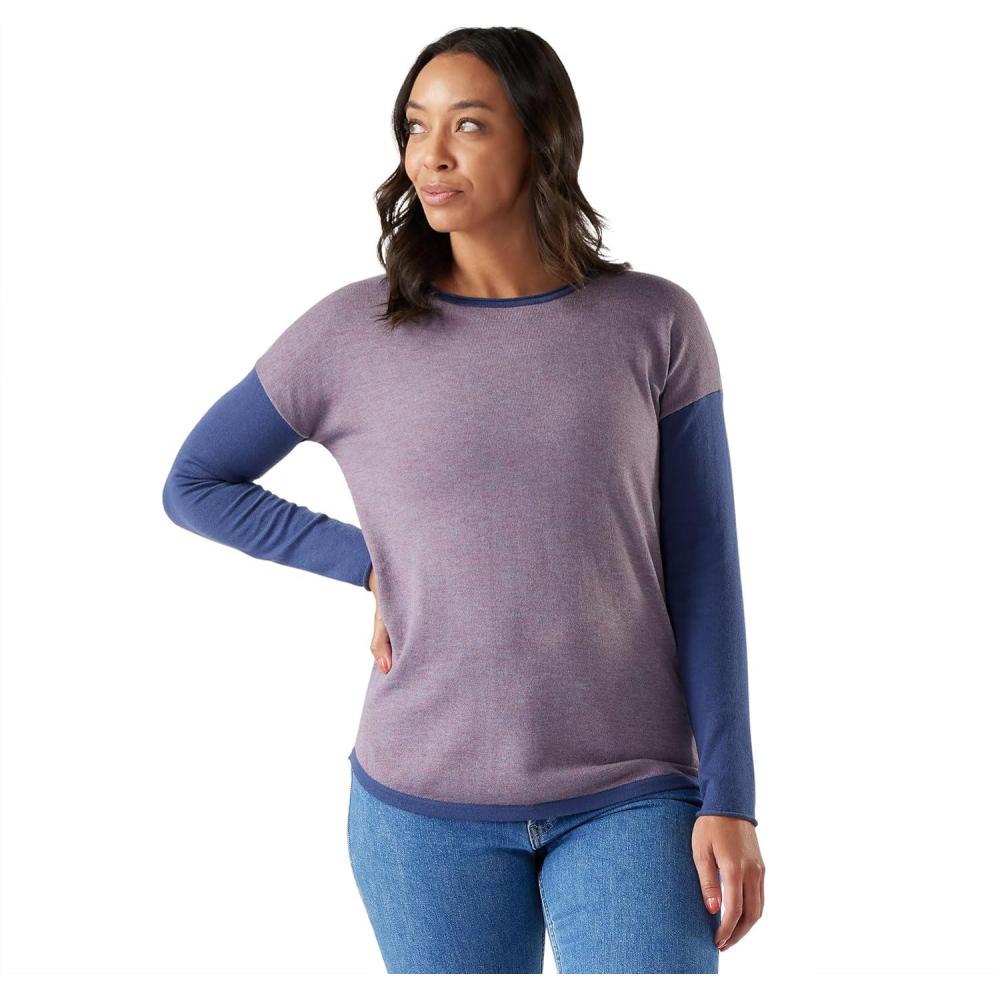 imageSmartwool Womens Shadow Pine Colorblock SweaterChalk Violet Heather