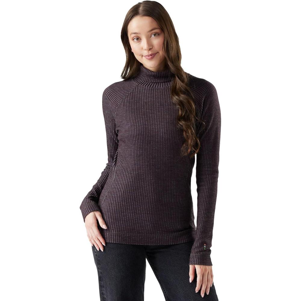 imageSmartwool Womens Thermal Merino Rib TurtleneckMinkchalk Violet Heather