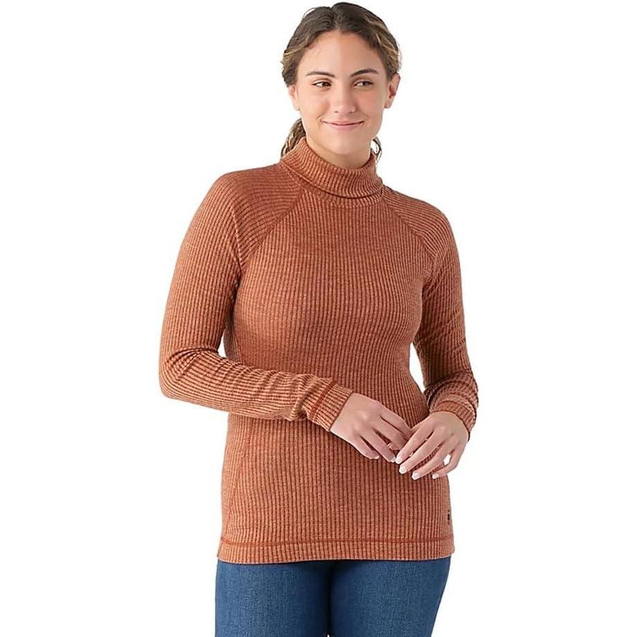 imageSmartwool Womens Thermal Merino Rib TurtleneckPecan Brown Heather