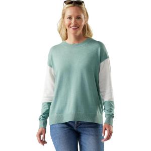 Smartwool Womens Edgewood Colorblock Crew Sweater(Arctic Green)