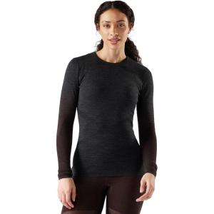 Smartwool Women’s Intraknit Thermal Merino Base Layer Crew, Breathable Merino Wool Long Sleeve Shirt(Charcoal-mink Stripe)