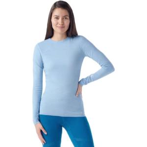 Smartwool Women’s Intraknit Thermal Merino Base Layer Crew, Breathable Merino Wool Long Sleeve Shirt(Serene Blue-white)